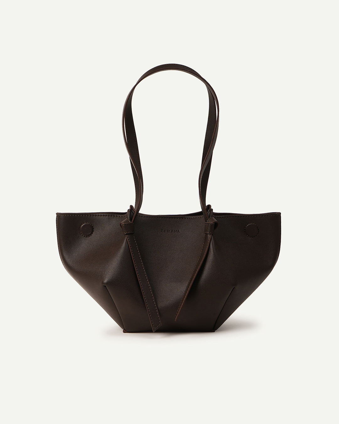Dark Brown Gyoza Handbag – Sleek Curved Shoulder Bag