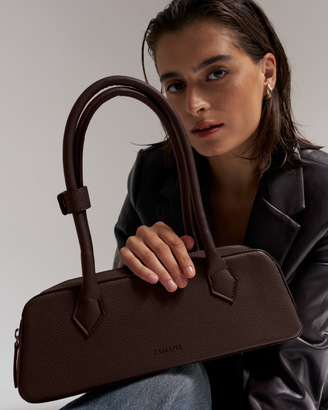 Baguette Bag With Dark Brown Color