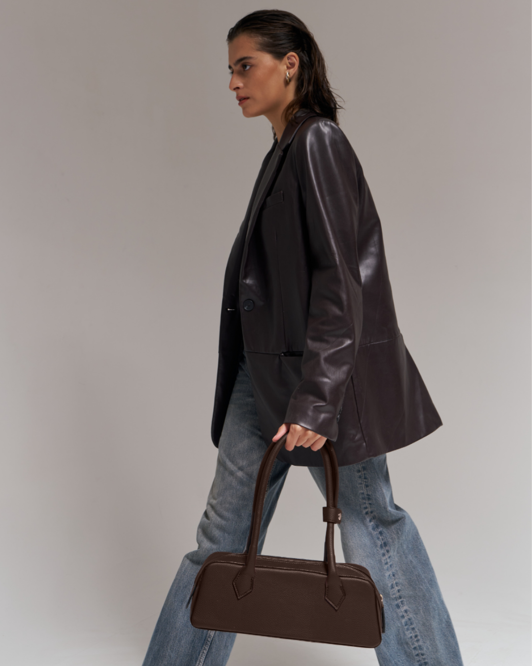 Baguette Dark Brown Color Shoulder Bag