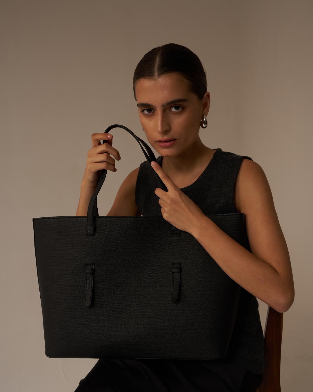 Black Color The Dump All Tote