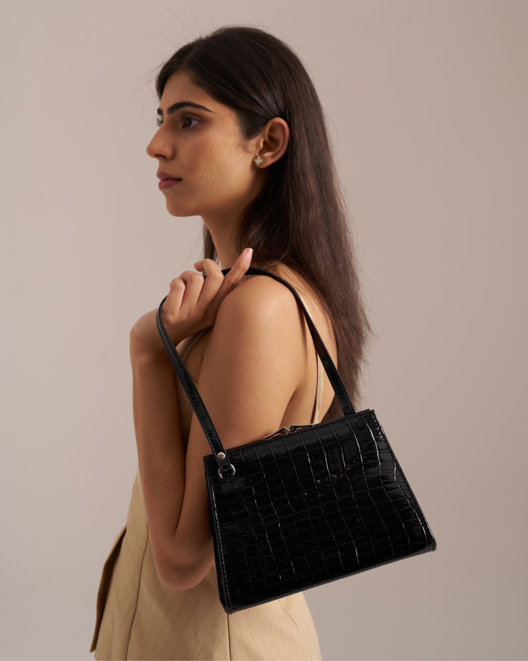 Black Crocodile Color Clutch Bag