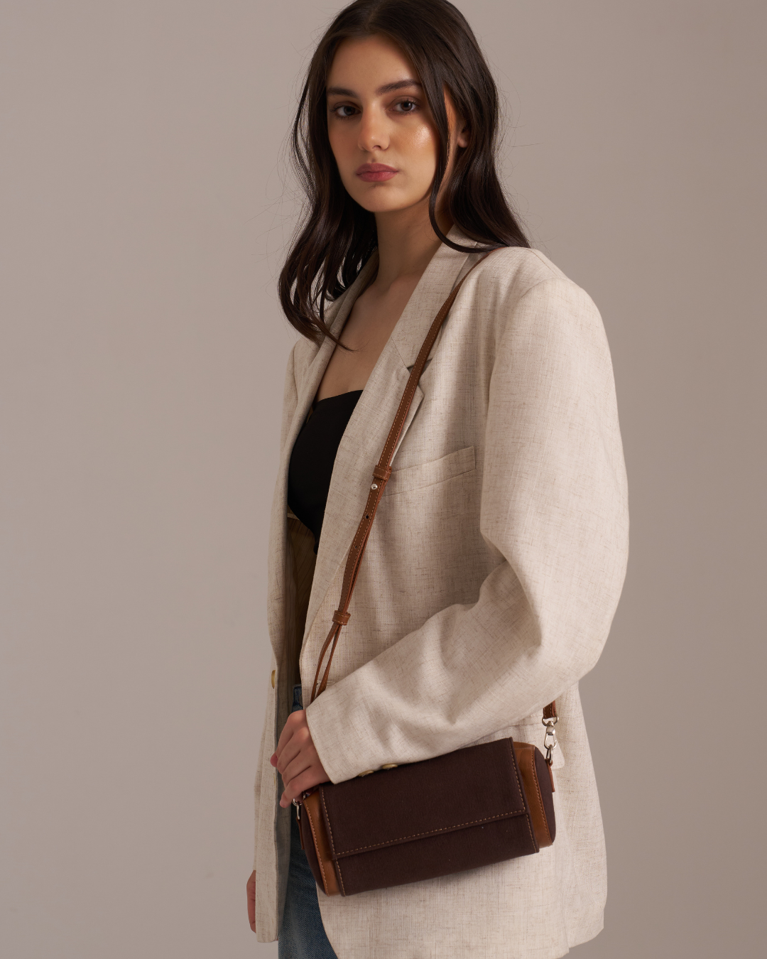 Canvas Clutch Bag Dark Chocolate