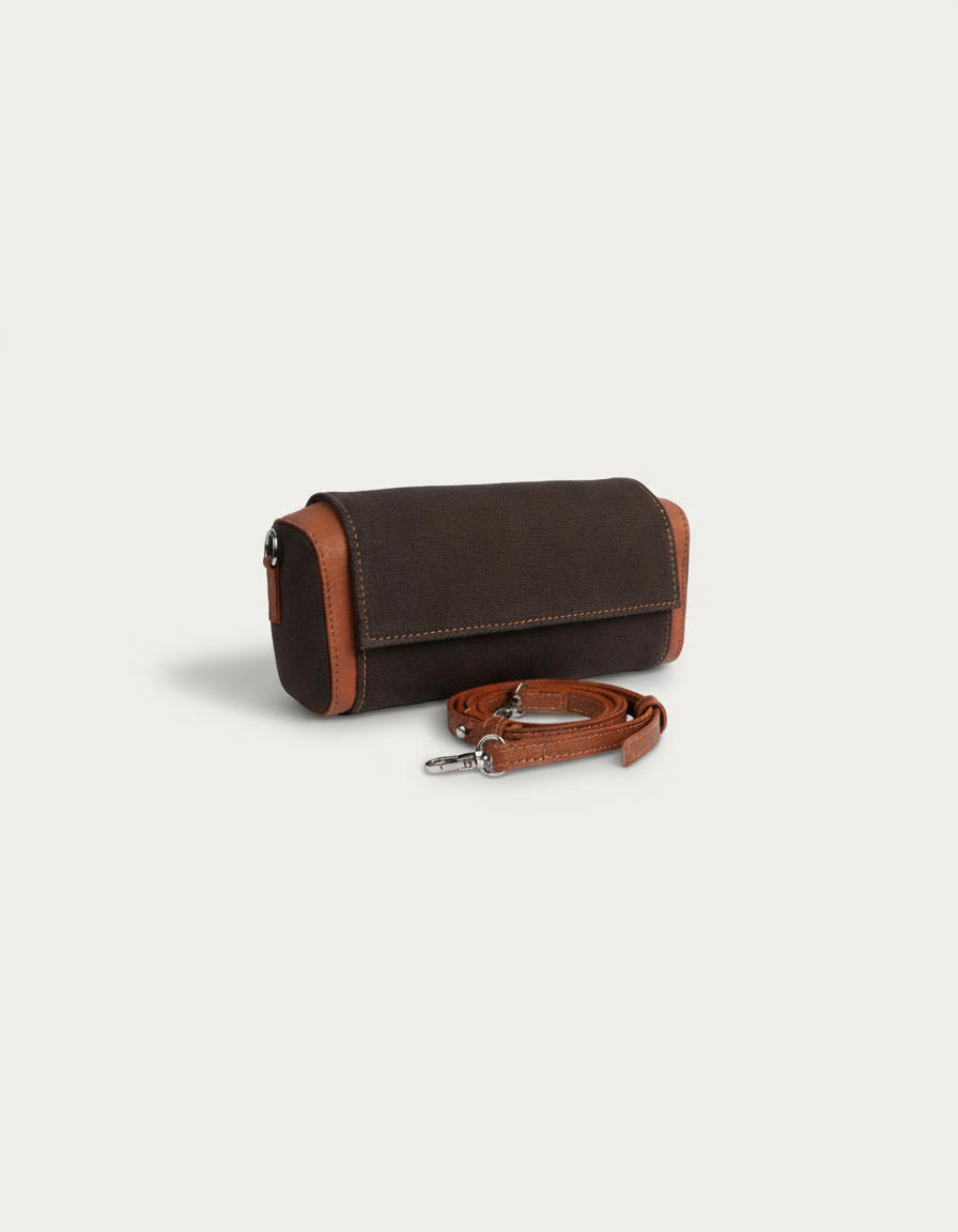 Canvas Clutch Bag In Dark Chocolate