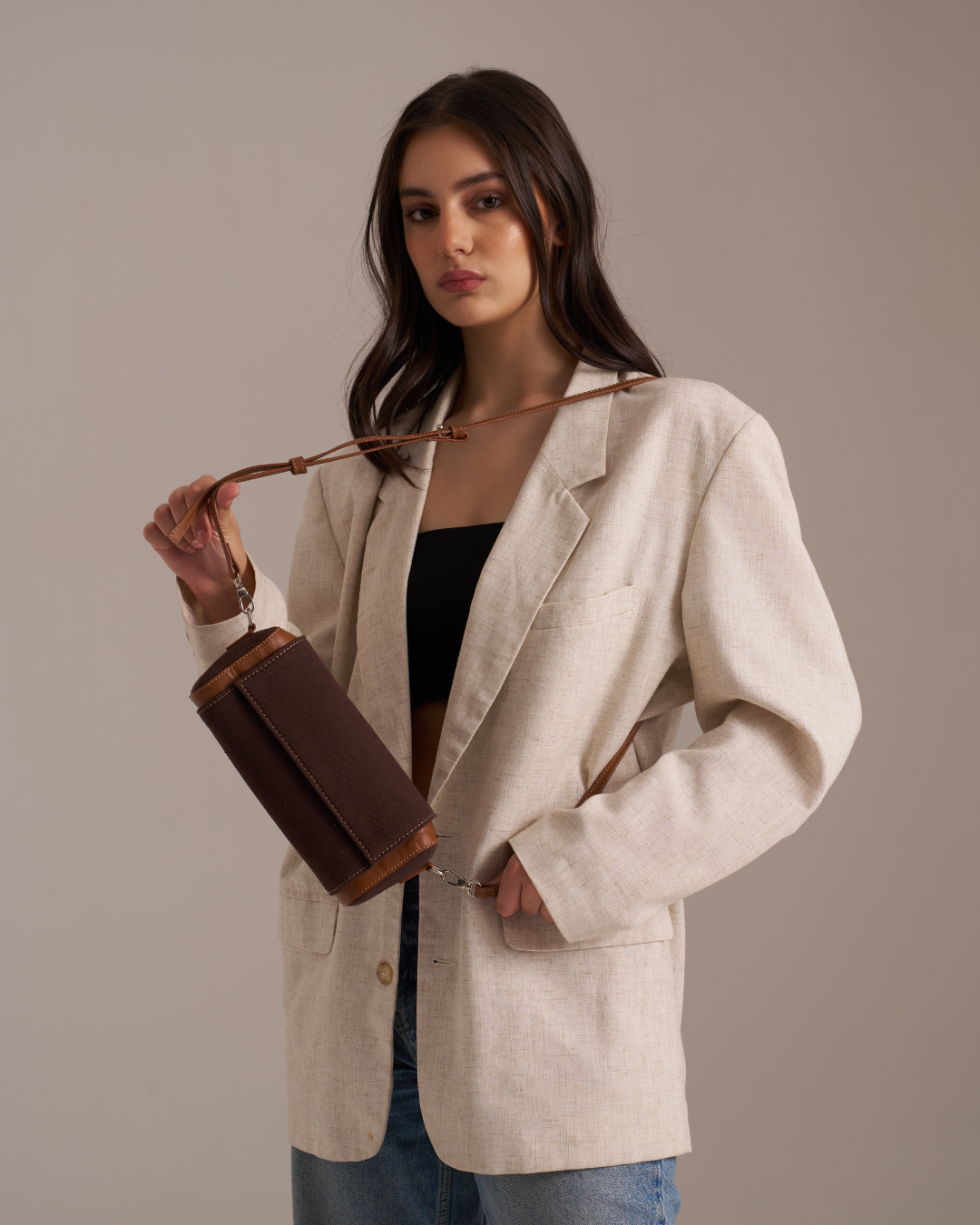 Canvas Clutch Dark Chocolate Color