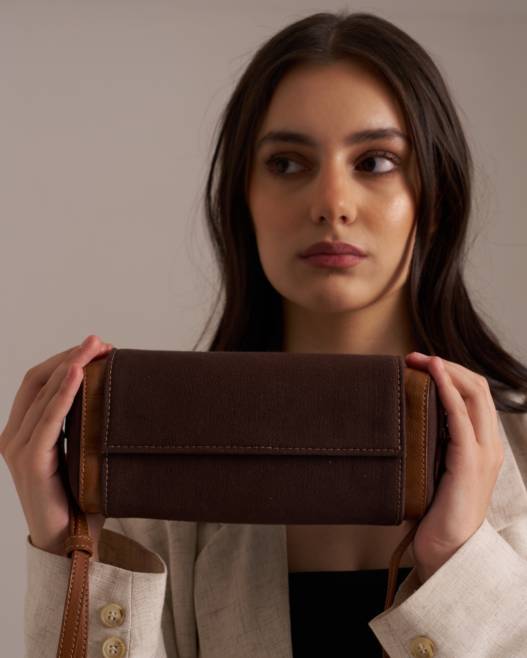 Canvas Clutch Dark Chocolate