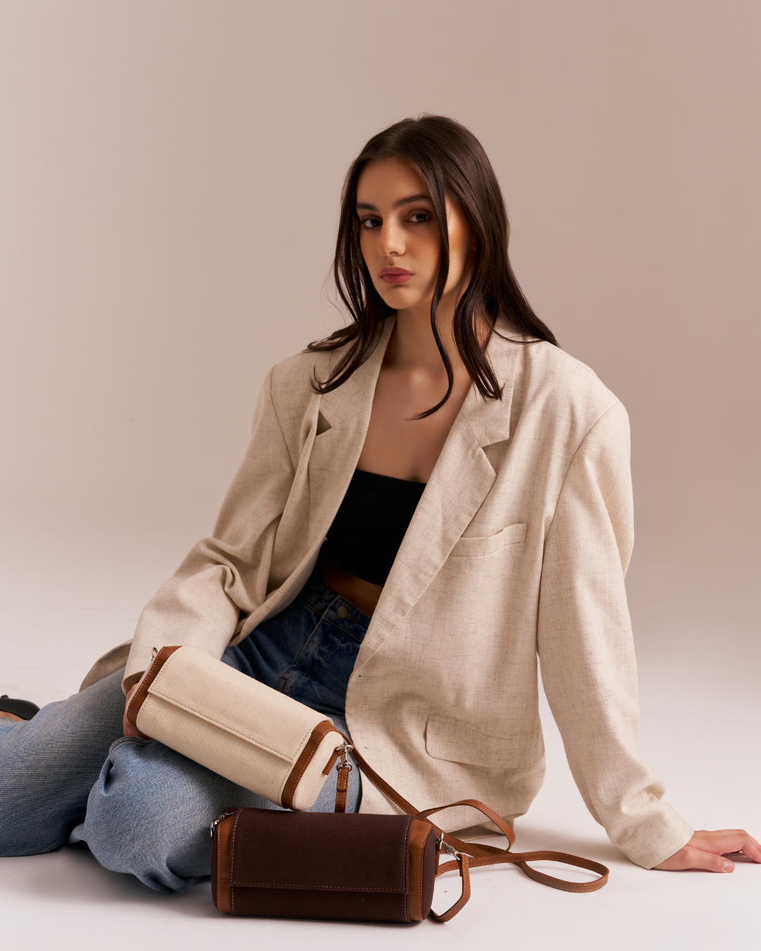 Clutch Bag Canvas Cream Color