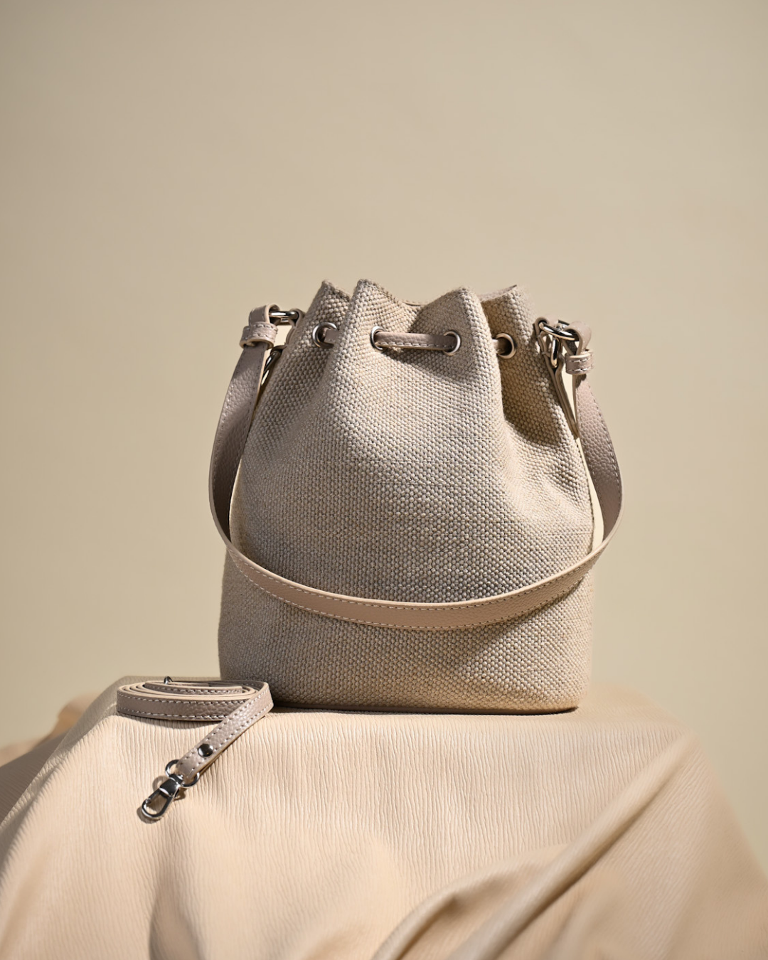 Jute Potli Soft Grey Color Top Handle Bag