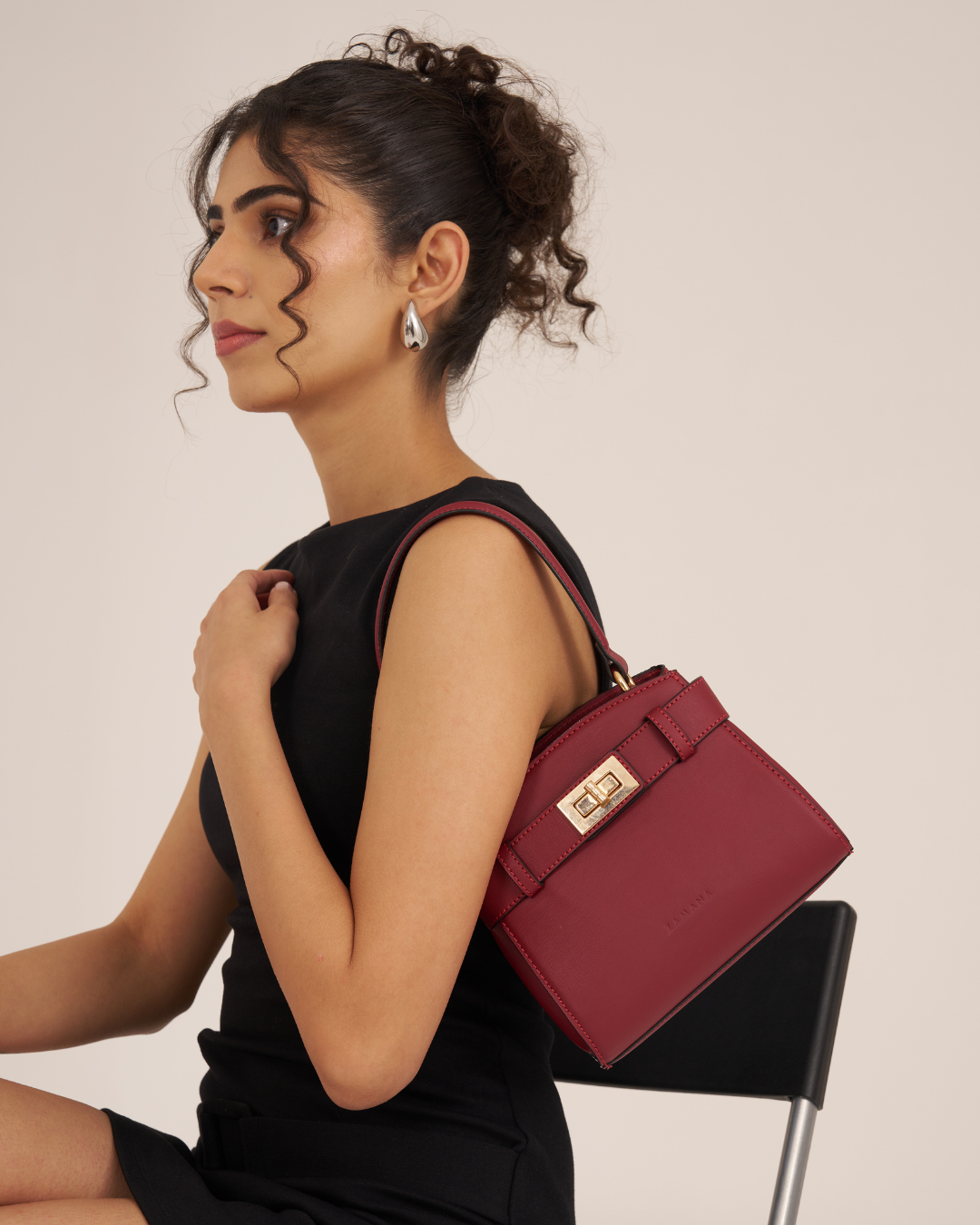 Monroe Cherry Red Color Top Handle Bag