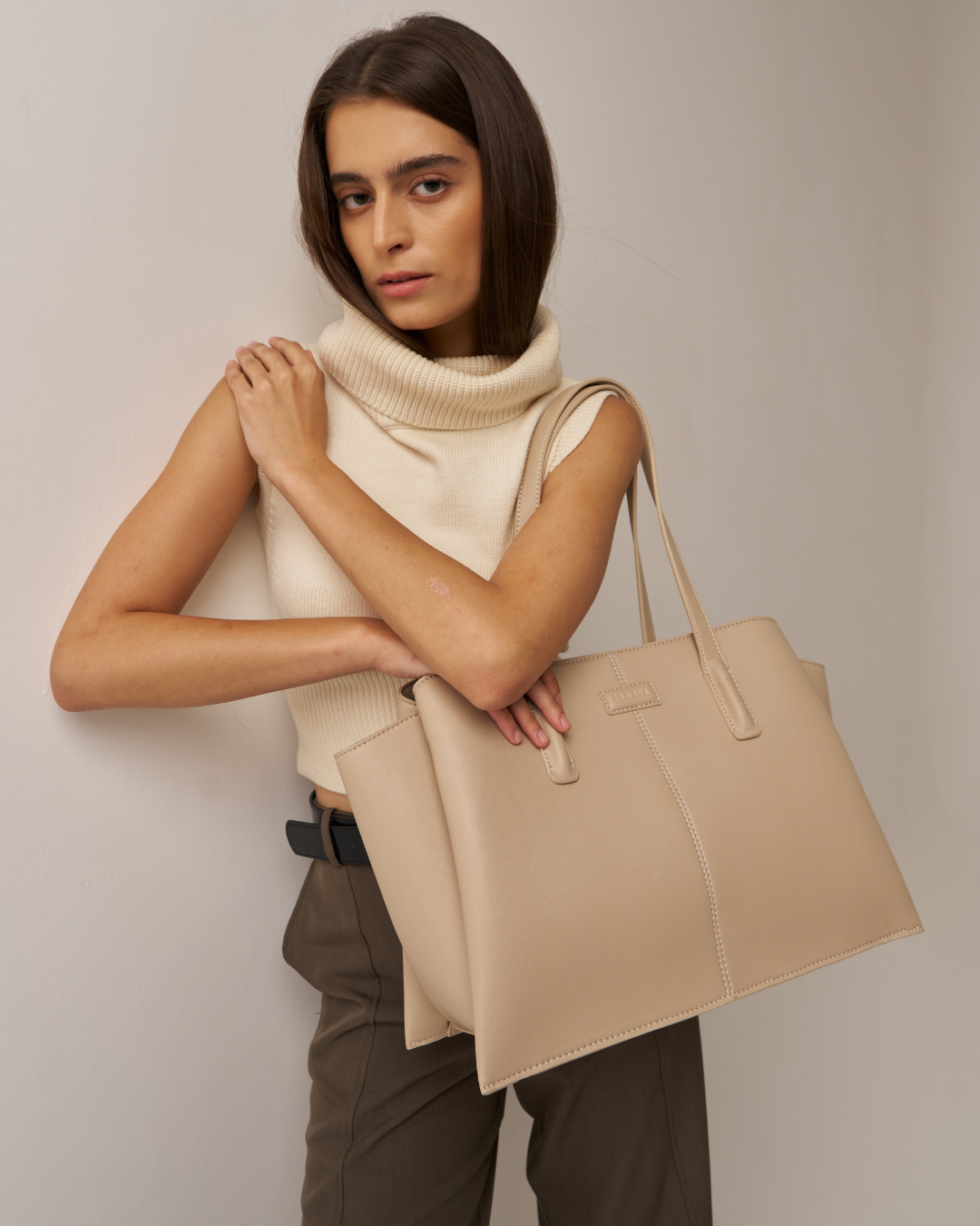 She Means Business Cream Tote Bag