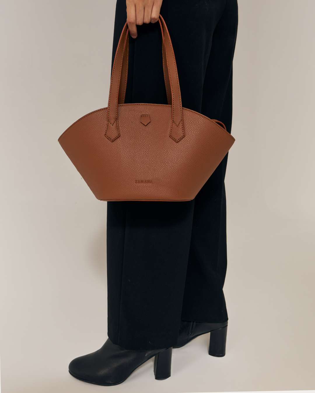 Tan Color Bucket Top Handle Bag