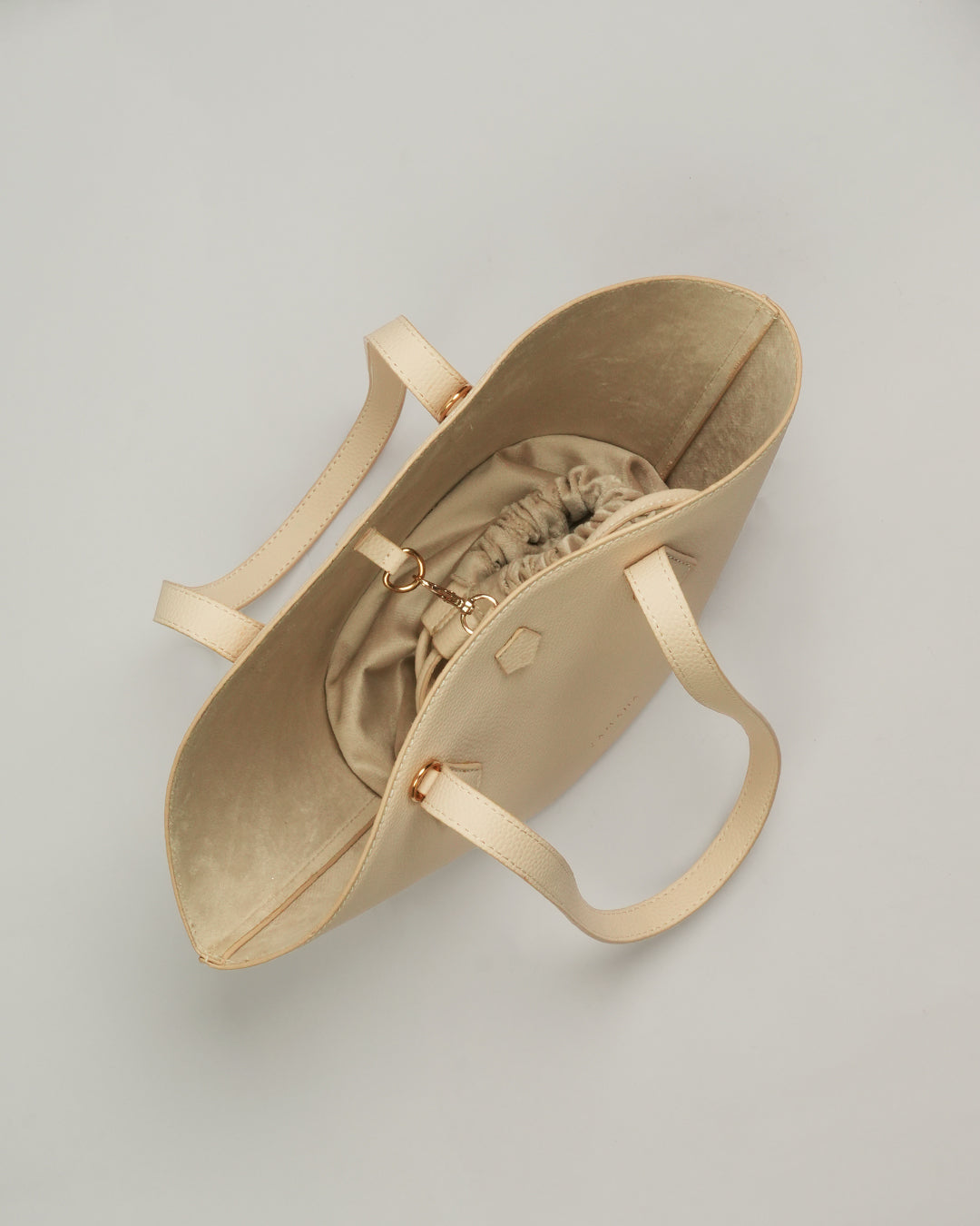 The Bucket Cream Color Top Handle Bag
