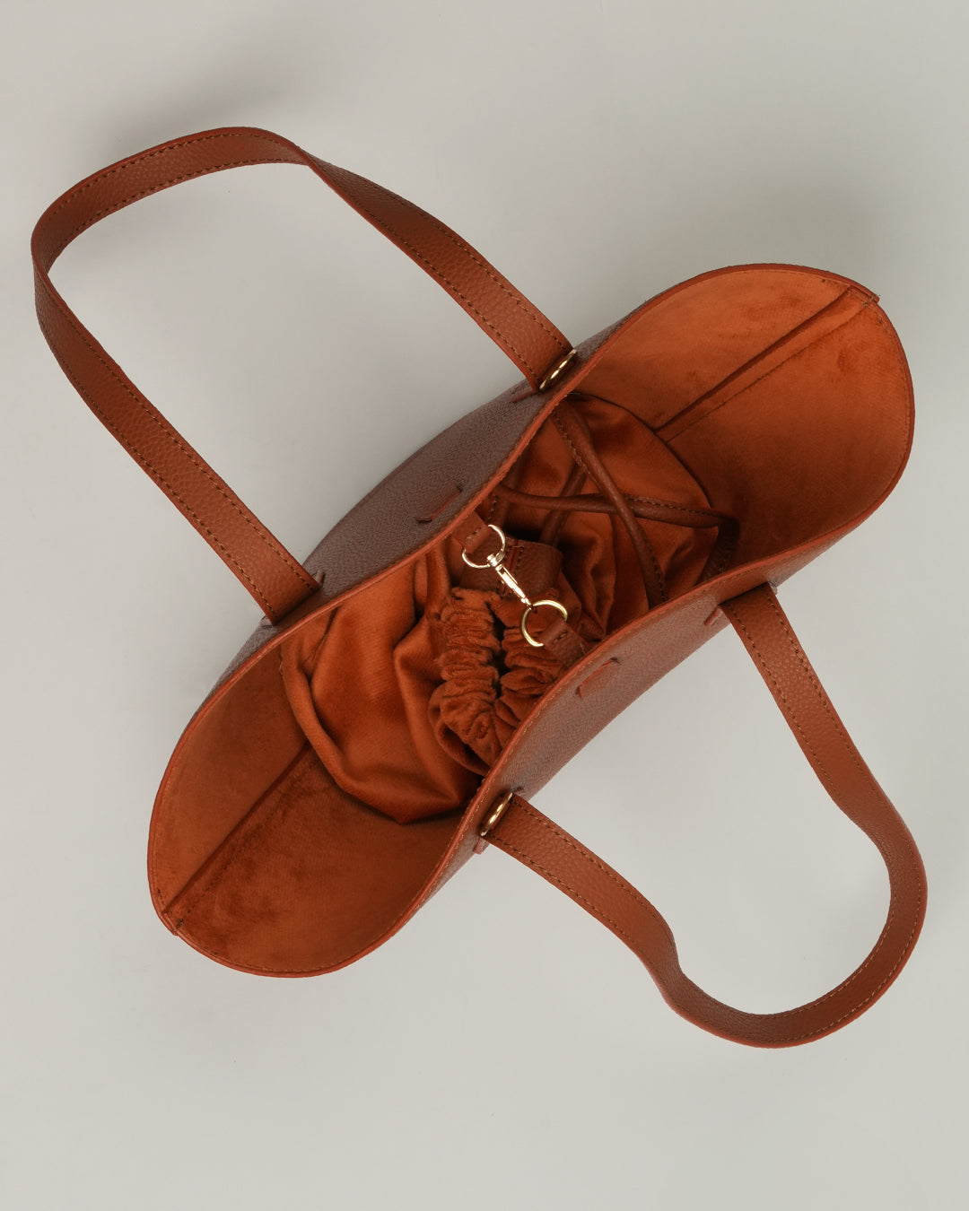 The Bucket Top Handle Bag With Tan Color