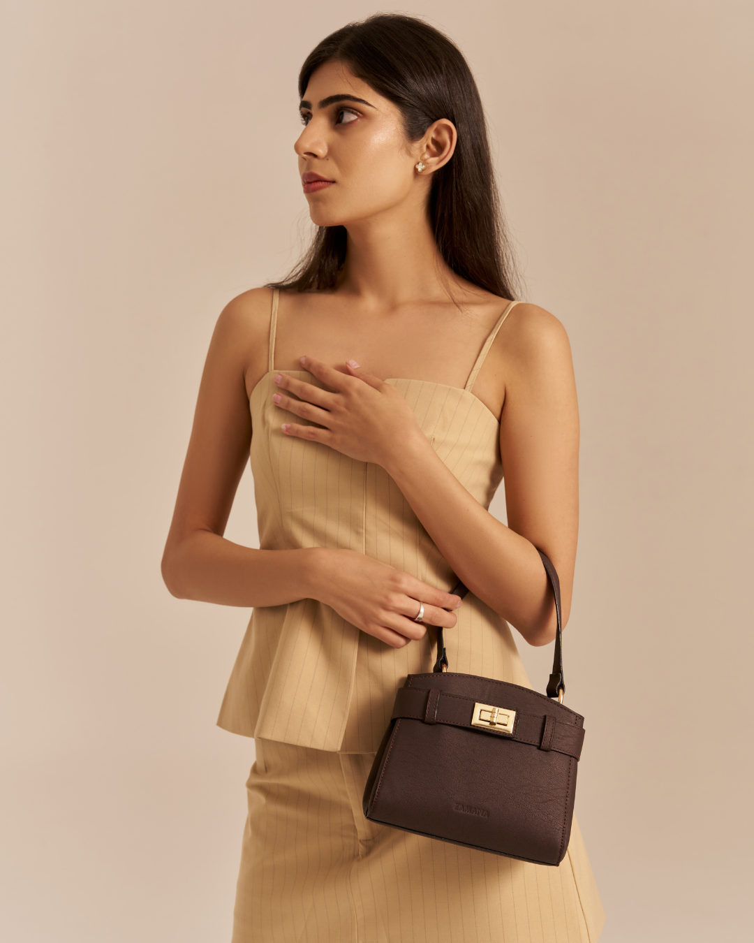 The Monroe Mocha Plum Top Handle Bag