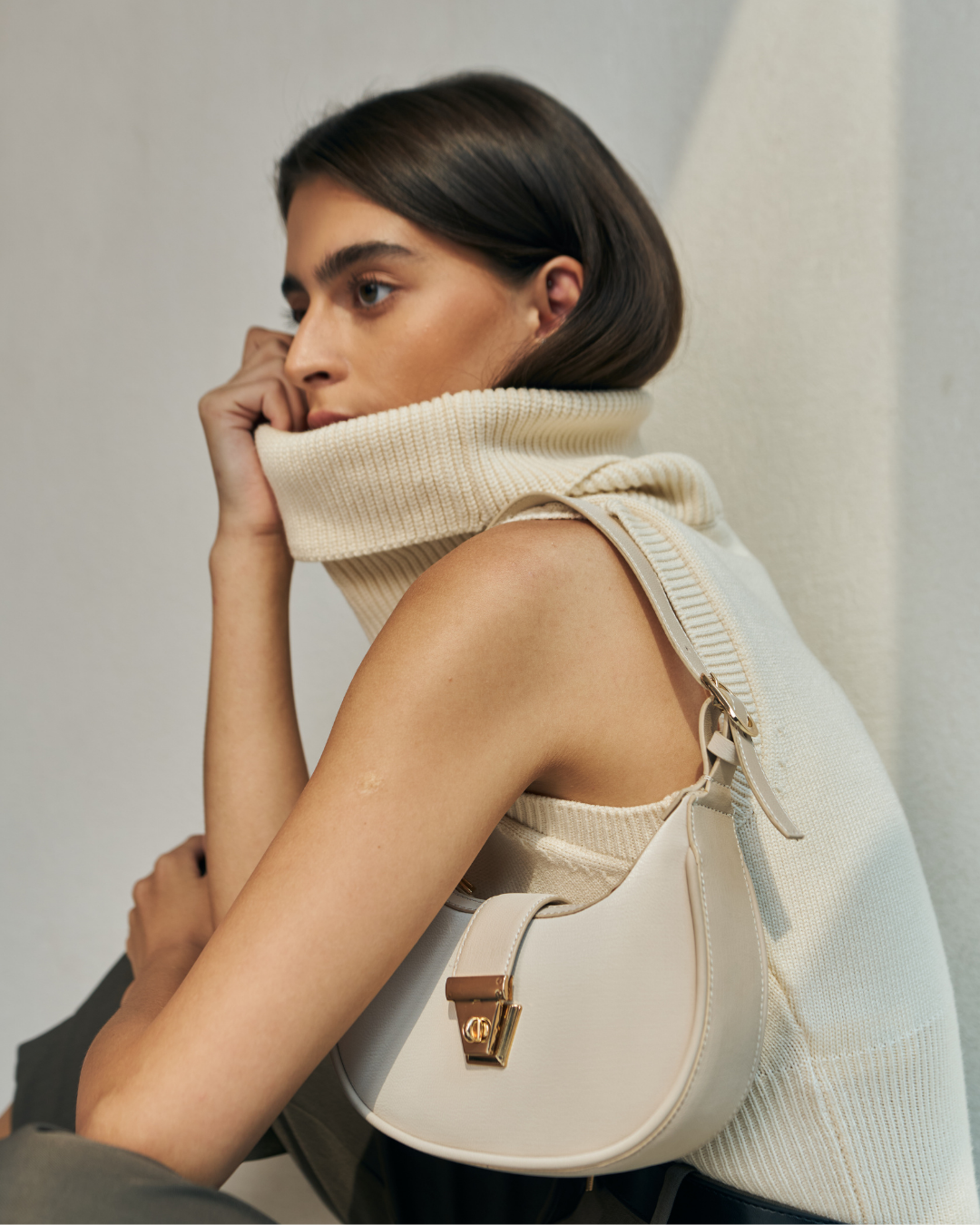 The Moon Cream Color Shoulder Bag
