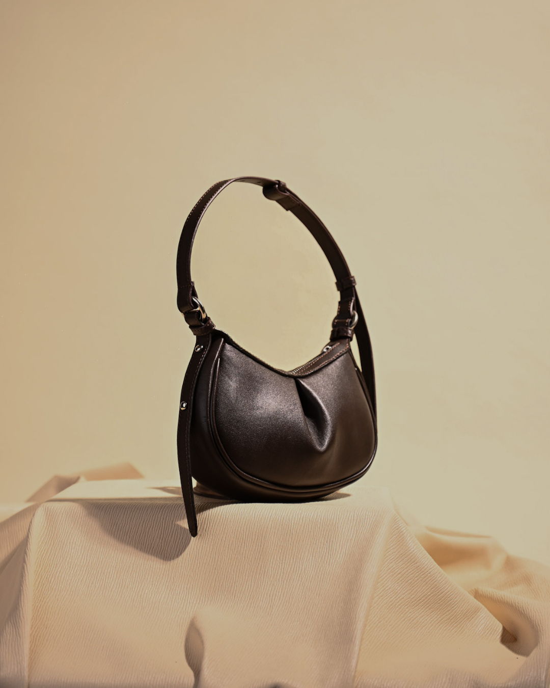 The Pleated Moon Dark Chocolate Bag