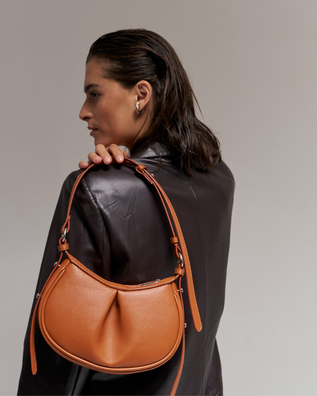 The Pleated Moon Tan Bag