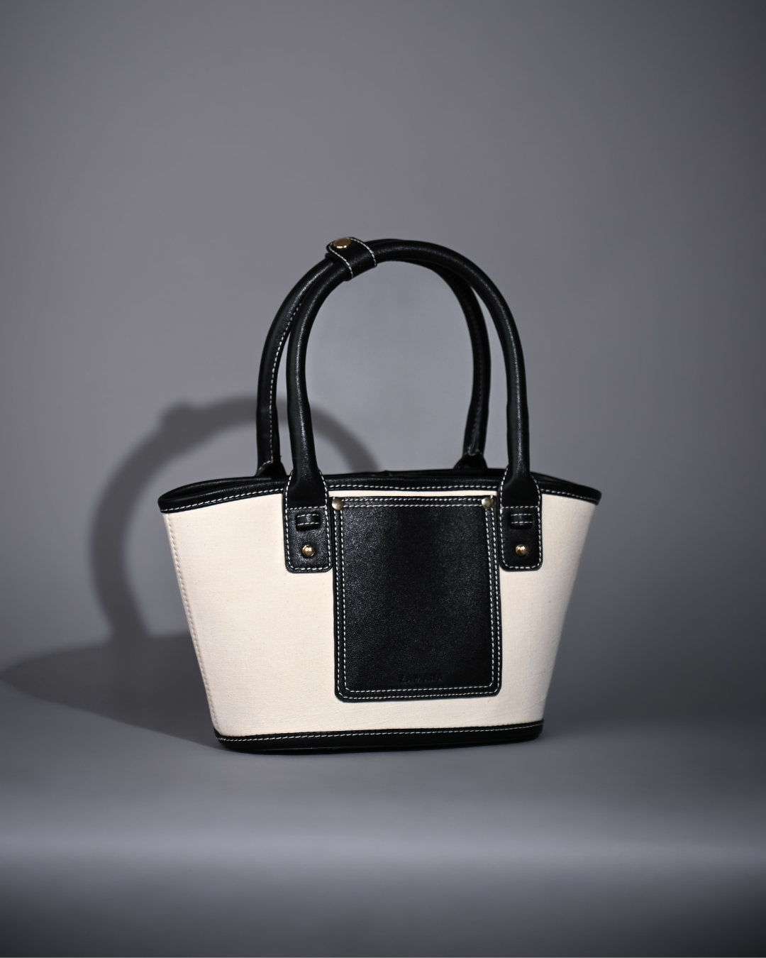 The Tori Canvas Black Top Handle Bag