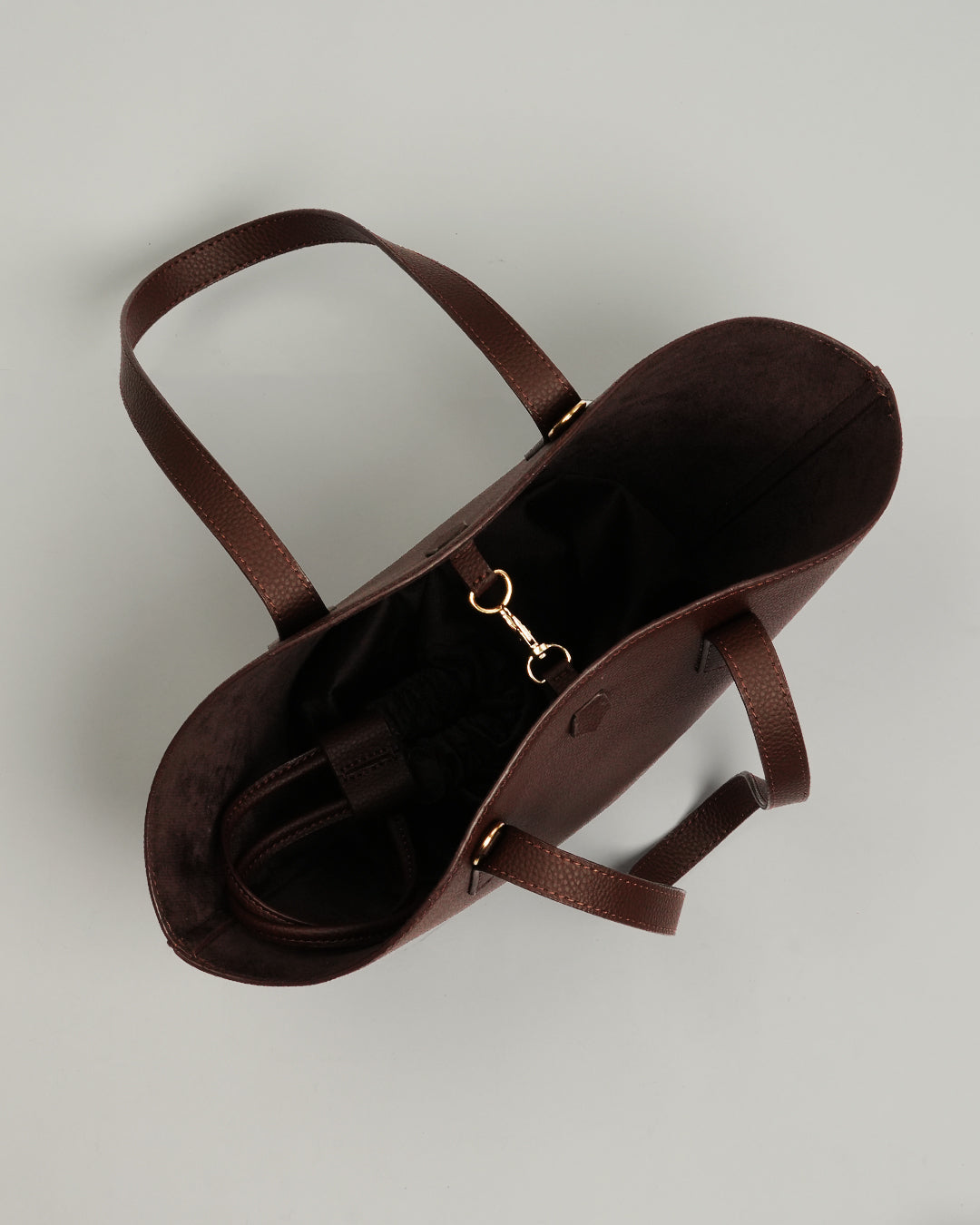 Top Handle Bucket Dark Brown Bag