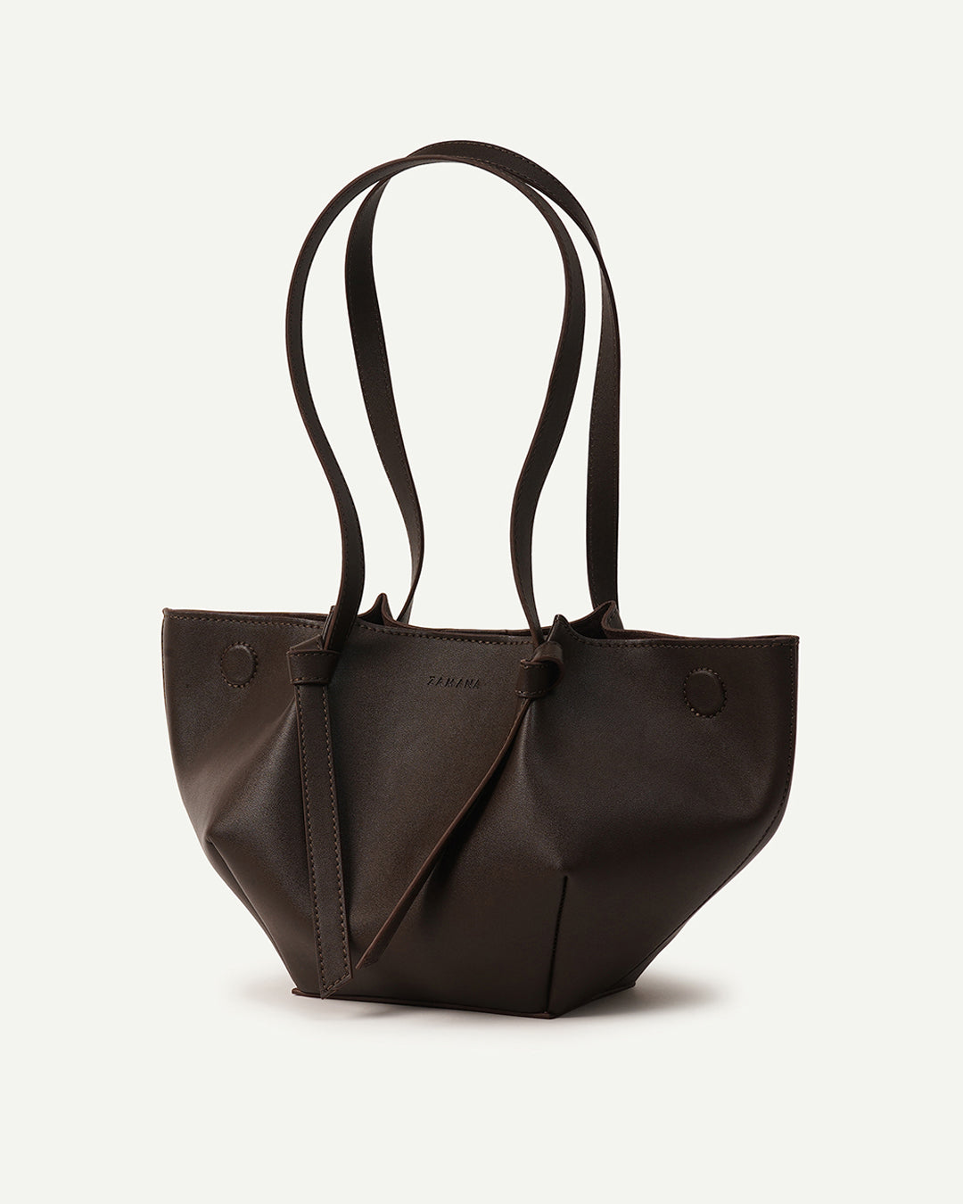 Dark Brown Gyoza Handbag – Sleek Curved Shoulder Bag