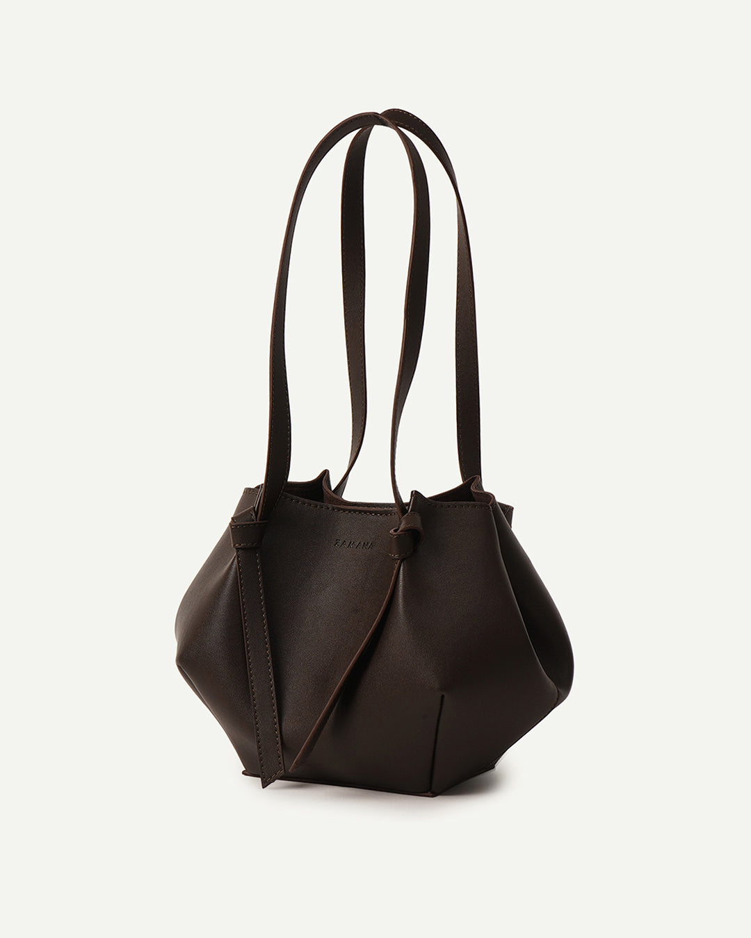 Dark Brown Gyoza Handbag – Sleek Curved Shoulder Bag