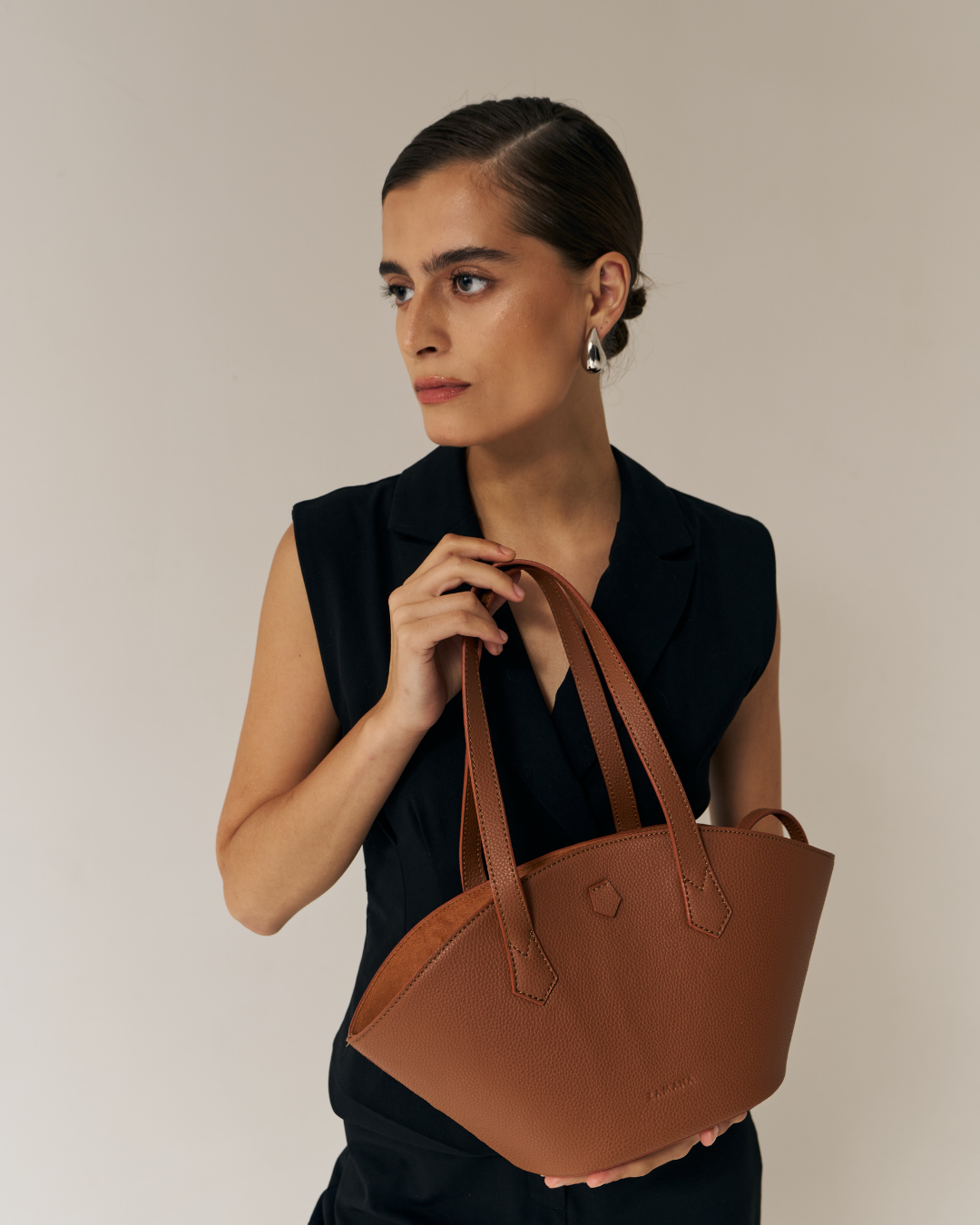 Bucket Tan Color Top Handle Bag