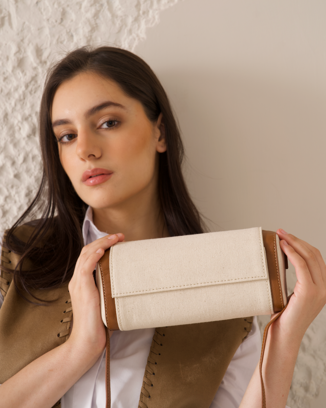 Canvas Clutch Cream
