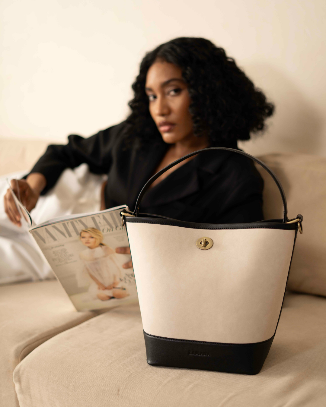 Crescent Bucket Black White