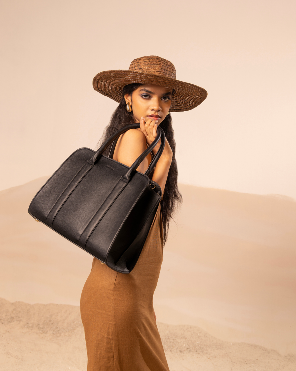 The Mimi Tote - Structured Black Mini Tote Bag