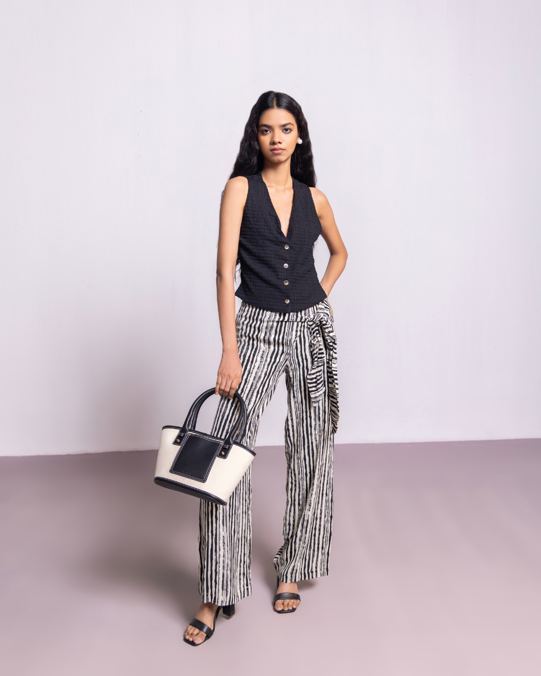 The Tori Canvas Black Top Handle